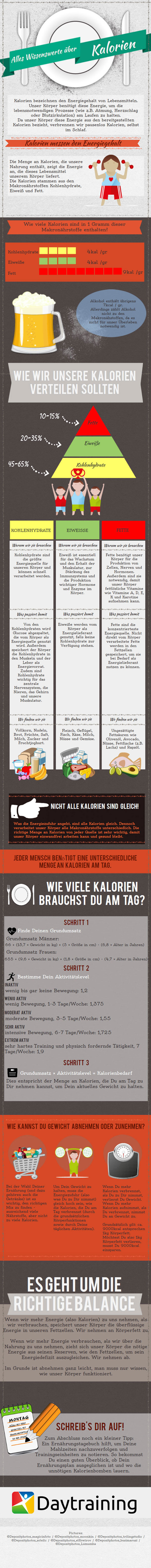 Alles wissenswerte über Kalorien - Infografik von Daytraining.de